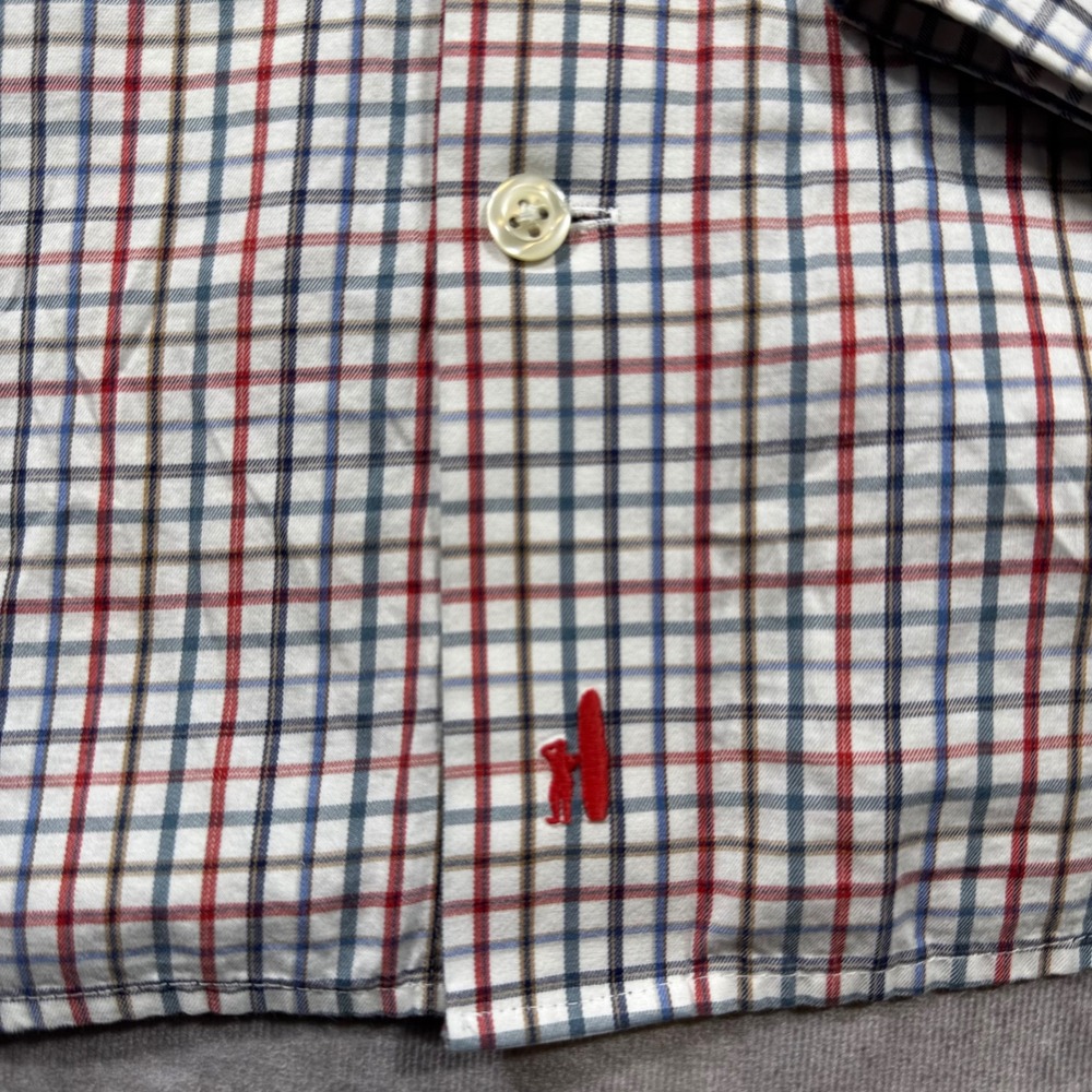Johnnie-O Mens XL Button Down Shirt Multi Color Check Cotton Long Sleeve Logo - Picture 6 of 9